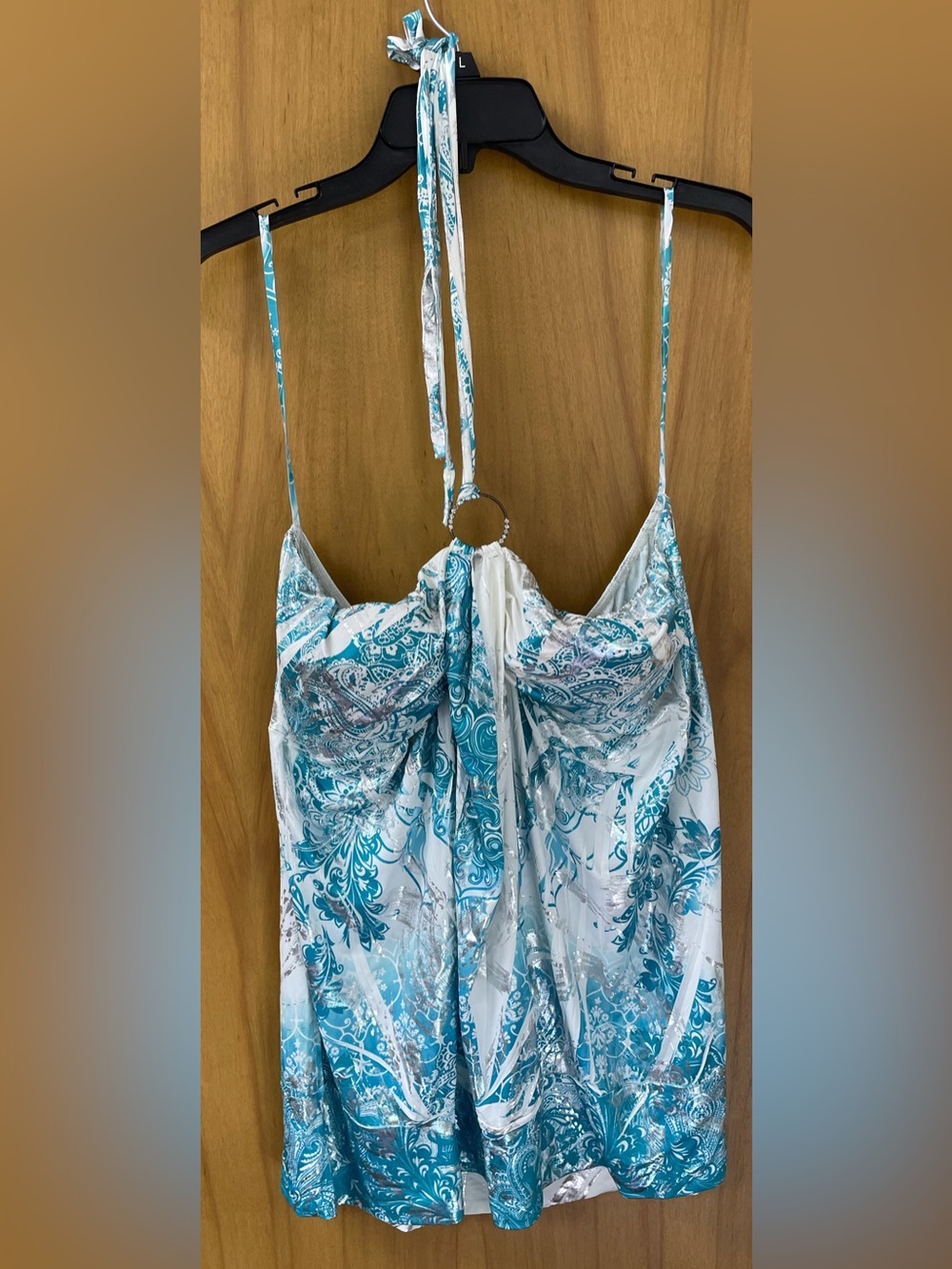 NWT Crescent Halter Camisole Top Turquoise Metallic Womens 3X Plus